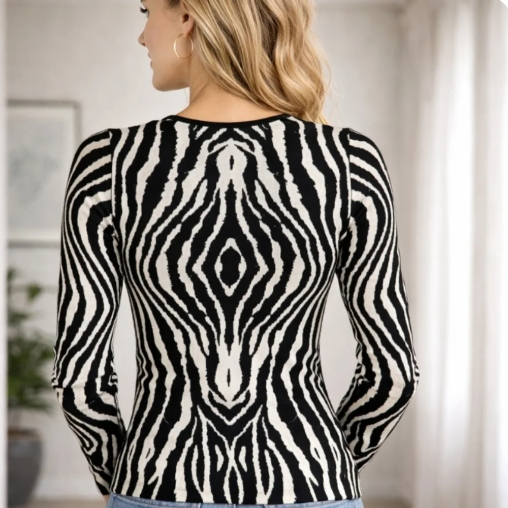 Tenax | Lux Italian Zebra Print Long Sleeves Top - Picture 2 of 7